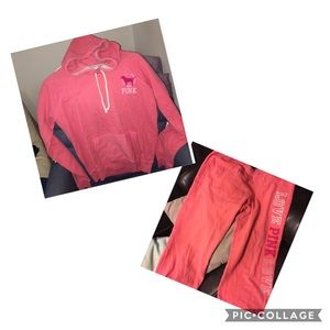 PINK sweatsuit (hoodie and cropped joggers)